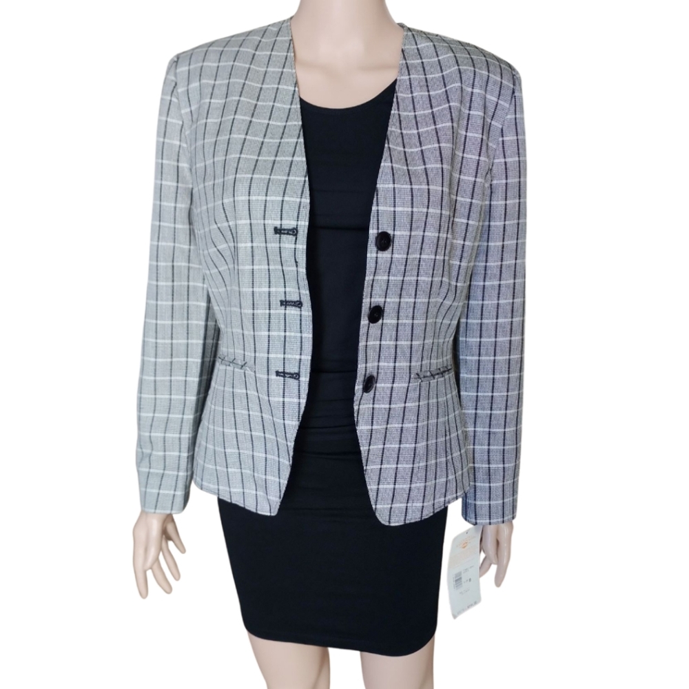 Pendleton Country Sophisticates Women's Fitted plaid v-neck Blazer Size 8